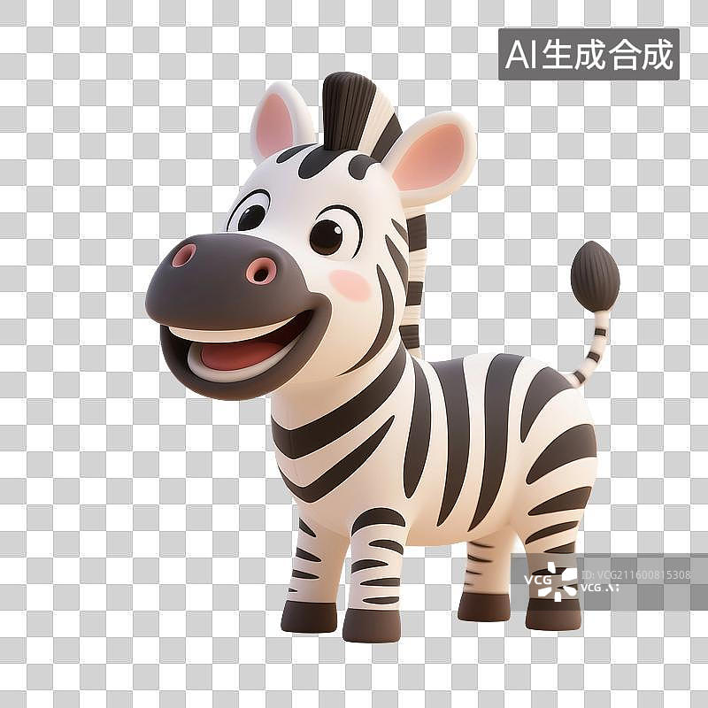 【AI数字艺术】3D渲染，卡通斑马，一只斑马，免抠元素图片素材