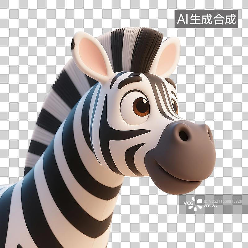 【AI数字艺术】3D渲染，卡通斑马，一只斑马，免抠元素图片素材