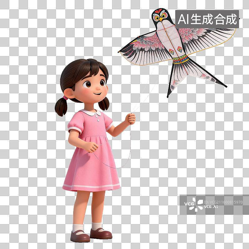 【AI数字艺术】放风筝的小孩 立春儿童节春游元素图片素材