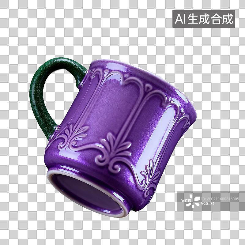 【AI数字艺术】一个半透明珠光磨砂3D咖啡杯插画创新拟物家居设计透明商业元素生活方式设计图片素材