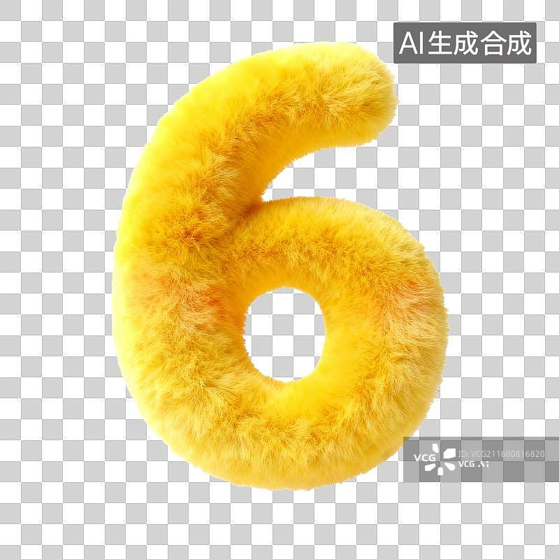 【AI数字艺术】3D立体黄色毛绒材质数字0-9图片素材