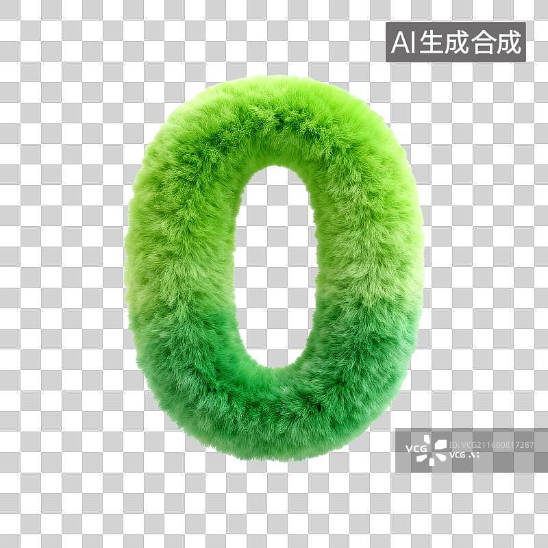 【AI数字艺术】3D立体绿色毛绒材质数字0-9图片素材