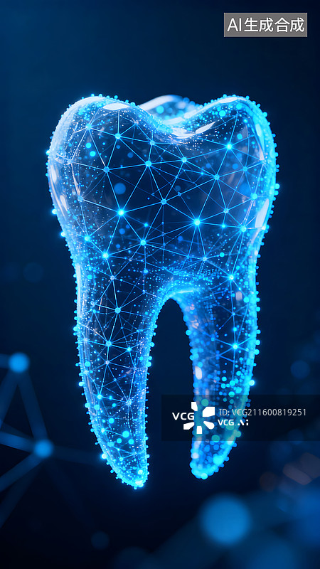 【AI数字艺术】科技感齿状结构蓝光合体尽显牙科智能风图片素材