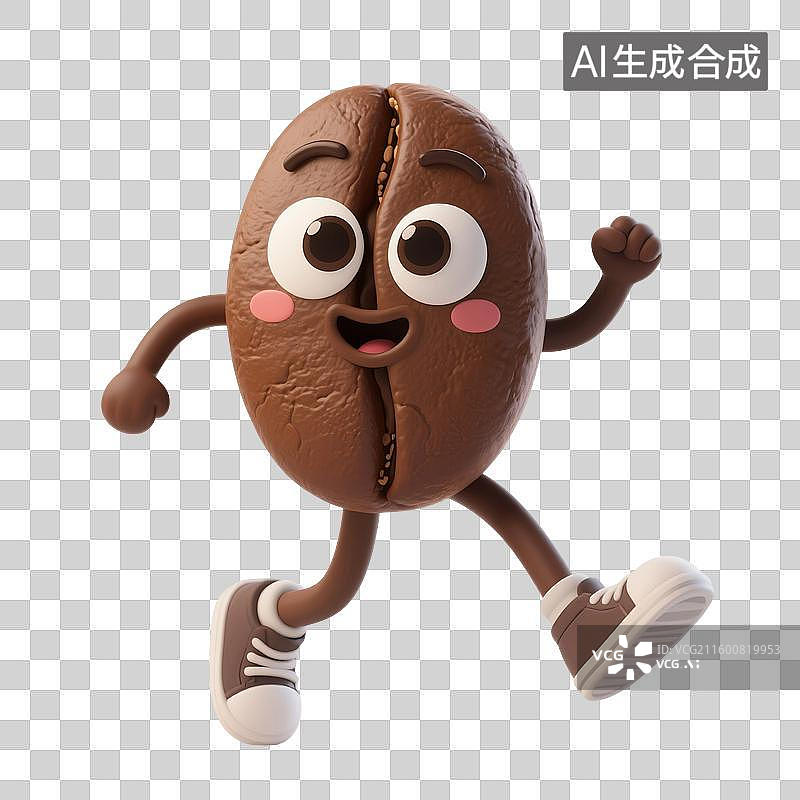 【AI数字艺术】3D渲染，卡通拟人咖啡豆，咖啡，烘焙咖啡豆，咖啡，提神饮料免抠素材图片素材