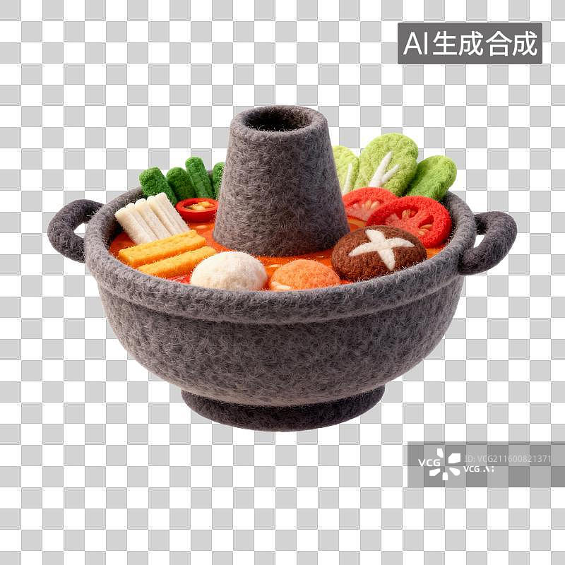 【AI数字艺术】毛毡材质的火锅模型图片素材