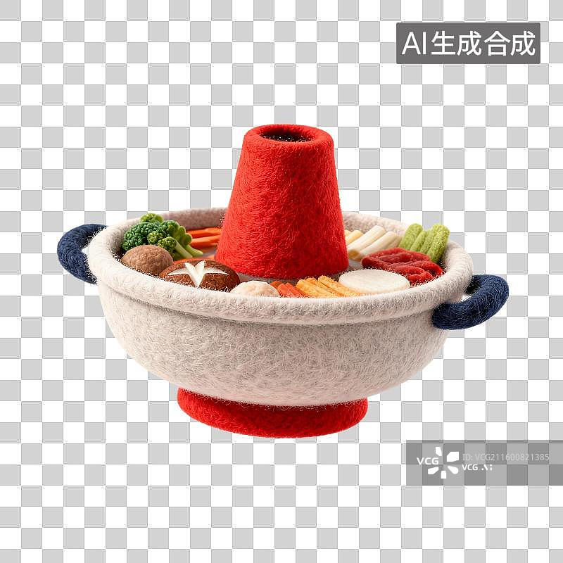 【AI数字艺术】毛毡材质的火锅模型图片素材