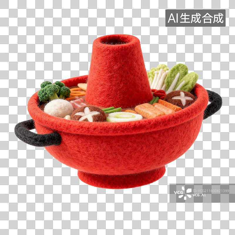 【AI数字艺术】毛毡材质的火锅模型图片素材
