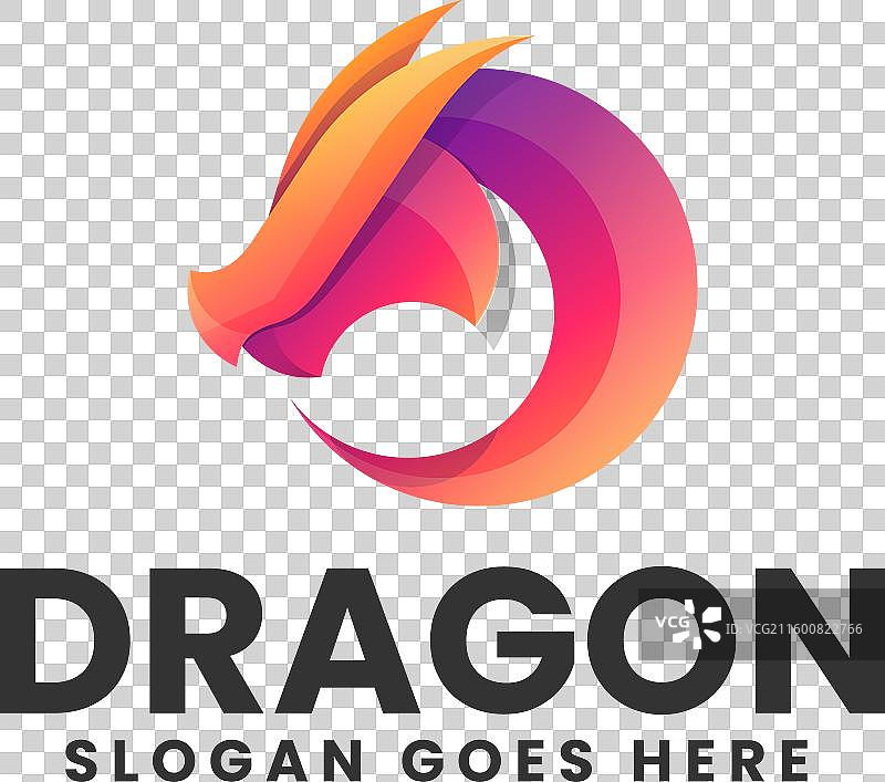 渐变多彩风格的龙形标志图片素材