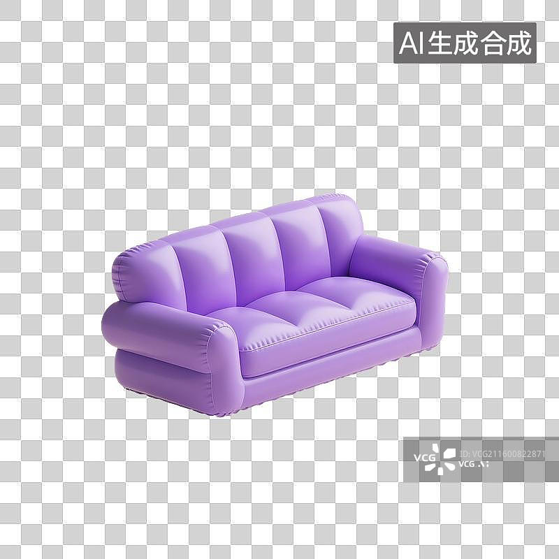 【AI数字艺术】3D渲染，膨胀充气风格，充气沙发，家具，免抠元素图片素材