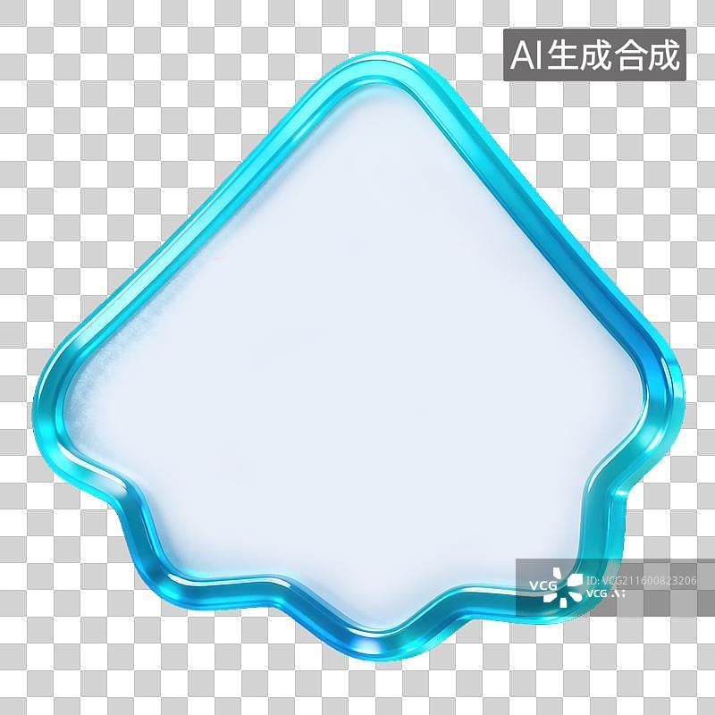 【AI数字艺术】一个极简拟物3D空白异型白板半透明珠光磨砂质感商业3D轻拟物风格插画元素设计图片素材