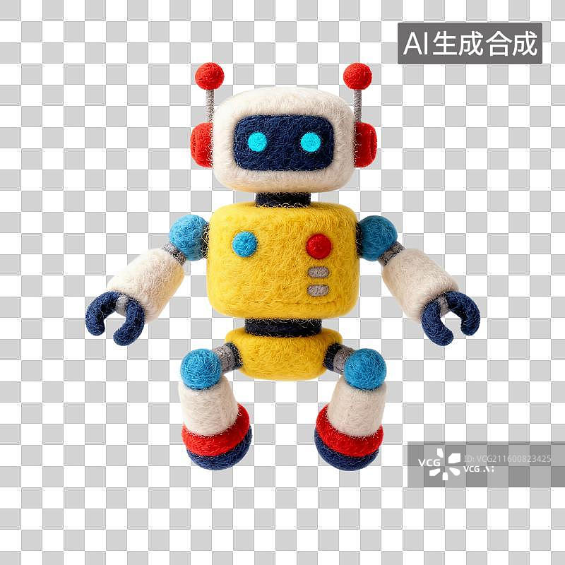 【AI数字艺术】色彩鲜艳的毛毡纳米机器人玩具图片素材