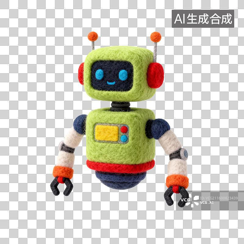 【AI数字艺术】色彩鲜艳的毛毡纳米机器人玩具图片素材