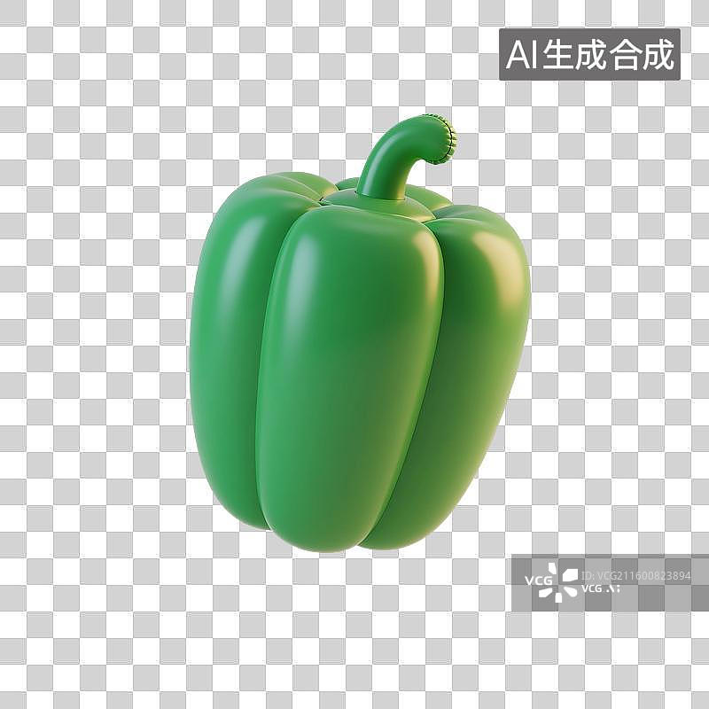 【AI数字艺术】3D渲染，膨胀充气风格，气球，辣椒，彩椒，蔬菜，免抠元素图片素材