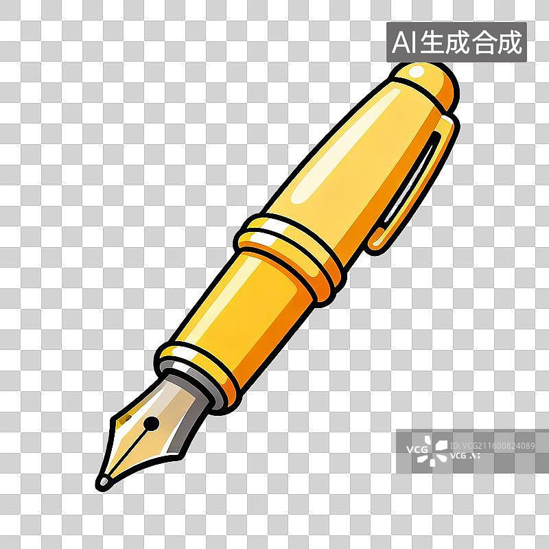 【AI数字艺术】简约2D卡通风格的古典膨胀巨大钢笔图片素材