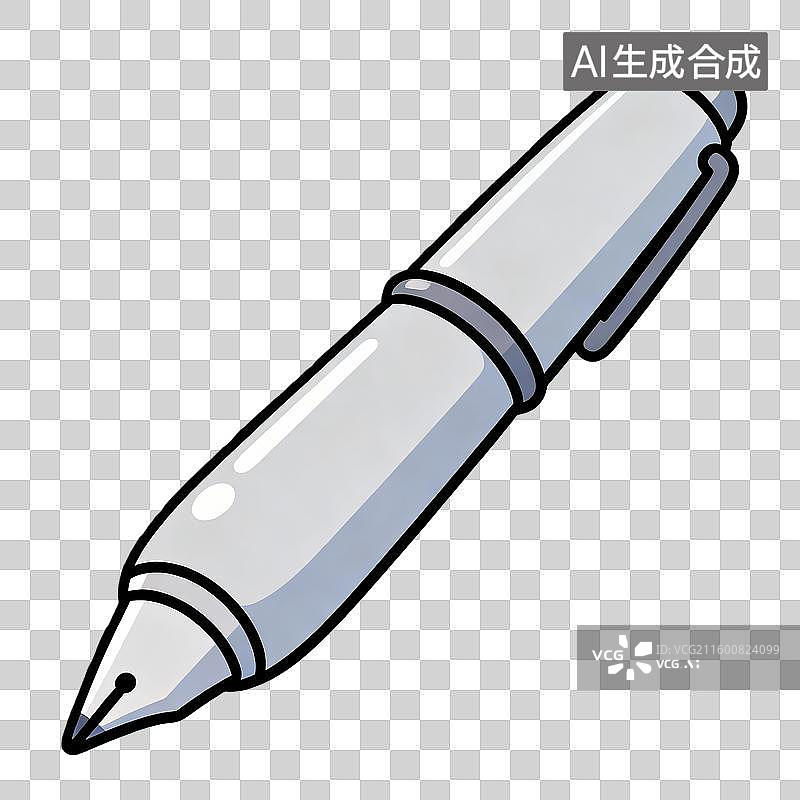 【AI数字艺术】简约2D卡通风格的古典膨胀巨大钢笔图片素材