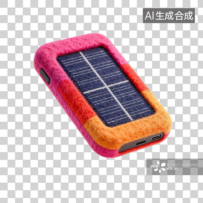 【AI数字艺术】彩色羊毛套太阳能充电宝图片素材