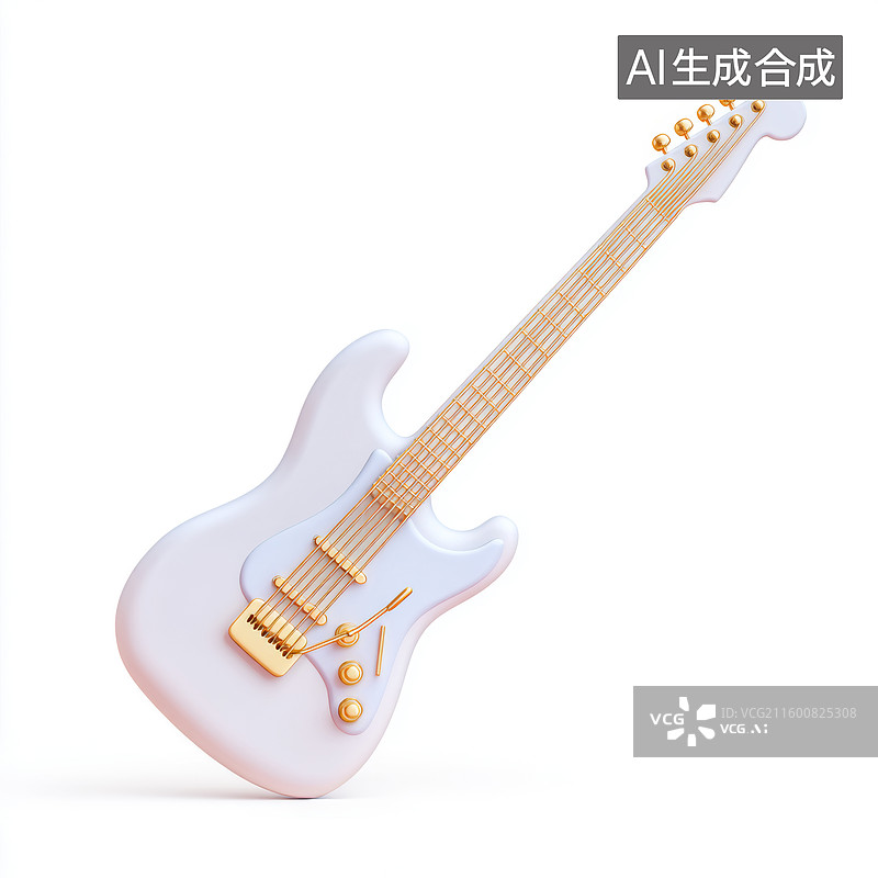 【AI数字艺术】白色的电吉他图片素材