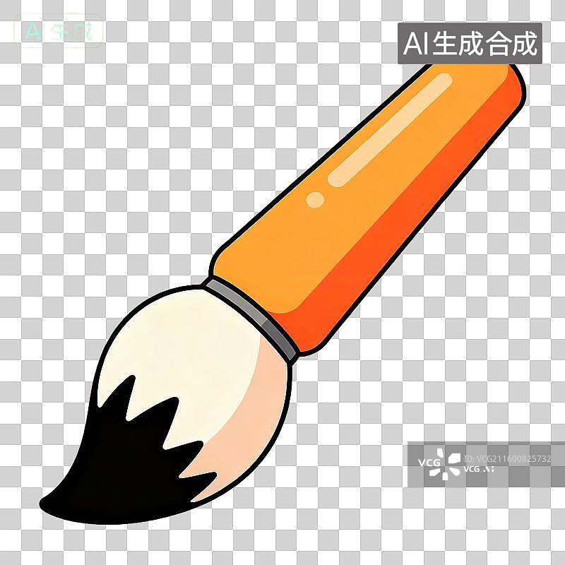 【AI数字艺术】简约2D卡通风格的膨胀巨大毛笔图片素材