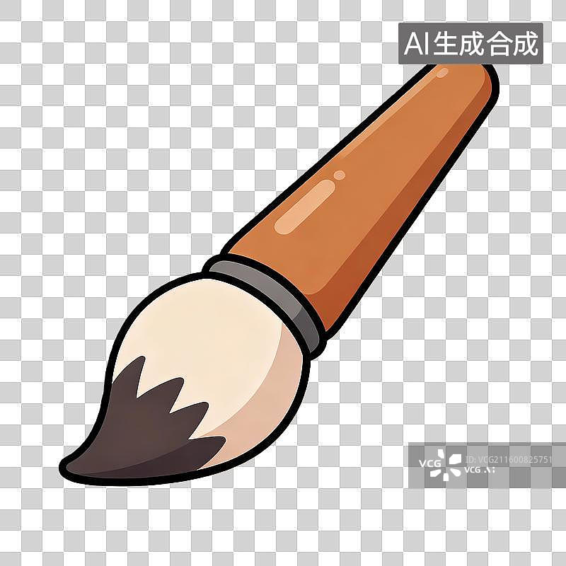 【AI数字艺术】简约2D卡通风格的膨胀巨大毛笔图片素材