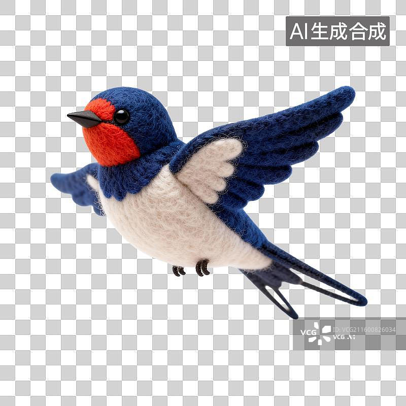 【AI数字艺术】手工毛毡制作的飞翔燕子图片素材
