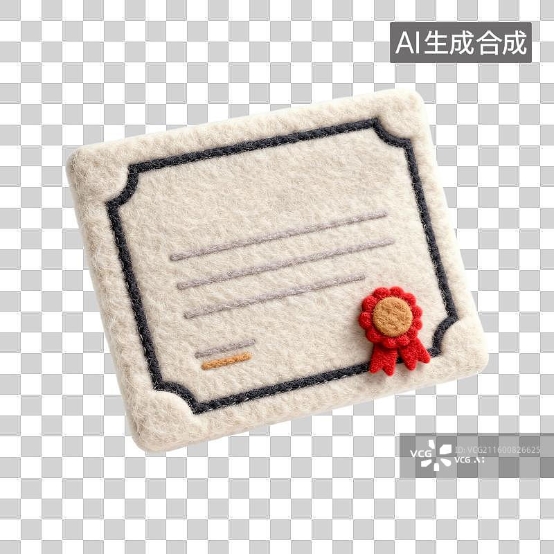 【AI数字艺术】毛毡制作的证书图片素材