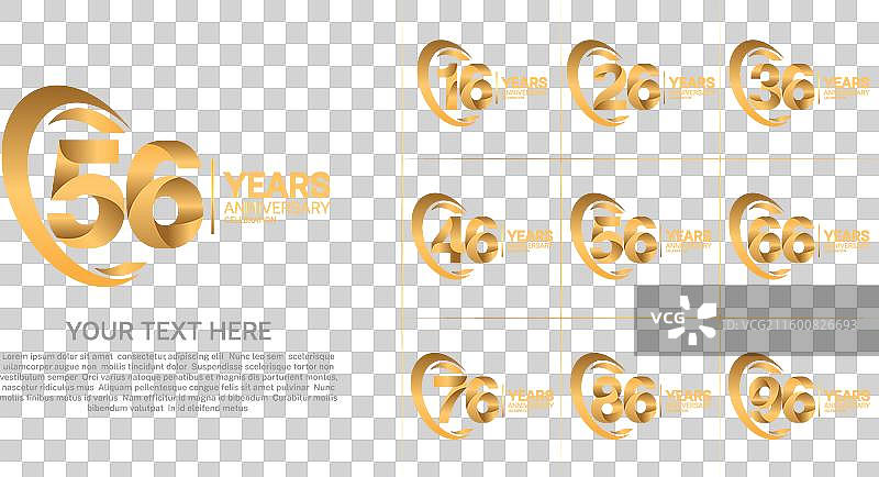 一套周年金色数字，可供使用图片素材