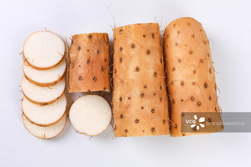 沙漠白玉山药白色背景影棚拍摄图片素材