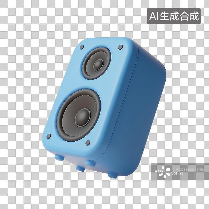 【AI数字艺术】3D渲染，卡通音箱，蓝牙音响，音乐，图形图标，娱乐设备，免抠元素图片素材