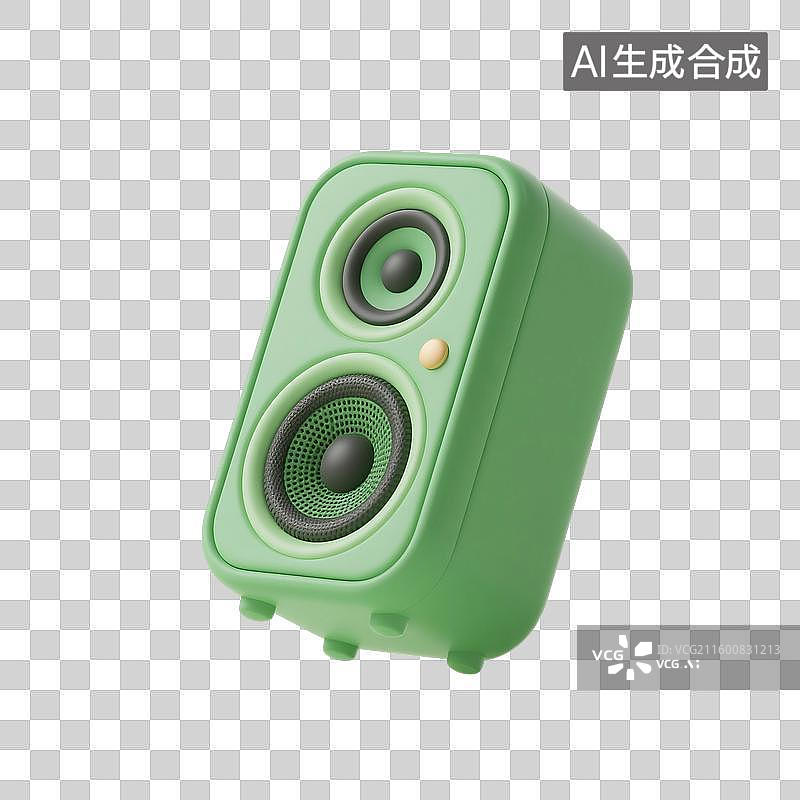 【AI数字艺术】3D渲染，卡通音箱，蓝牙音响，音乐，图形图标，娱乐设备，免抠元素图片素材