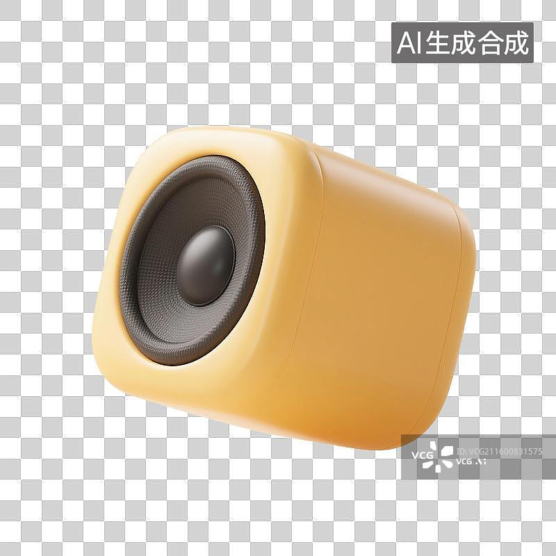 【AI数字艺术】3D渲染，卡通音箱，蓝牙音响，音乐，图形图标，娱乐设备，免抠元素图片素材