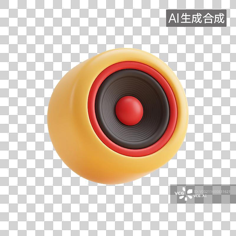 【AI数字艺术】3D渲染，卡通音箱，蓝牙音响，音乐，图形图标，娱乐设备，免抠元素图片素材