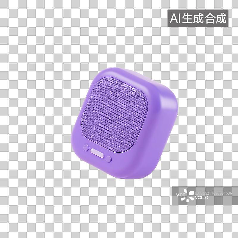 【AI数字艺术】3D渲染，卡通音箱，蓝牙音响，音乐，图形图标，娱乐设备，免抠元素图片素材