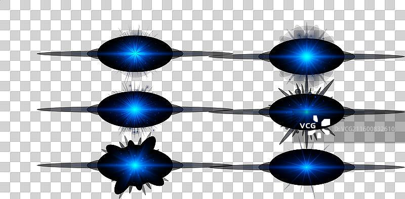 一组蓝色的水平光效镜头图片素材