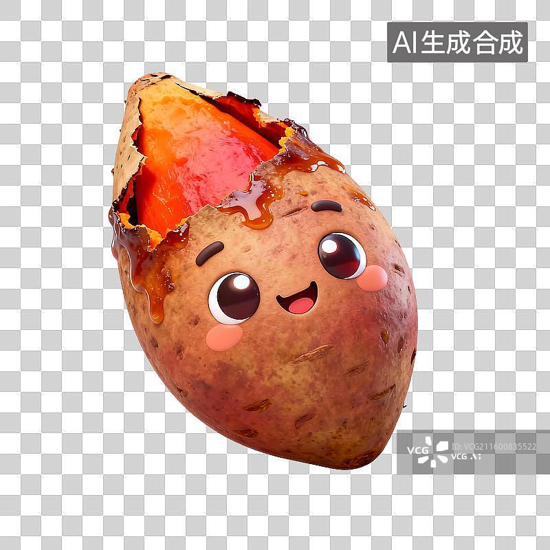 【AI数字艺术】烤红薯3D卡通免抠元素图片素材