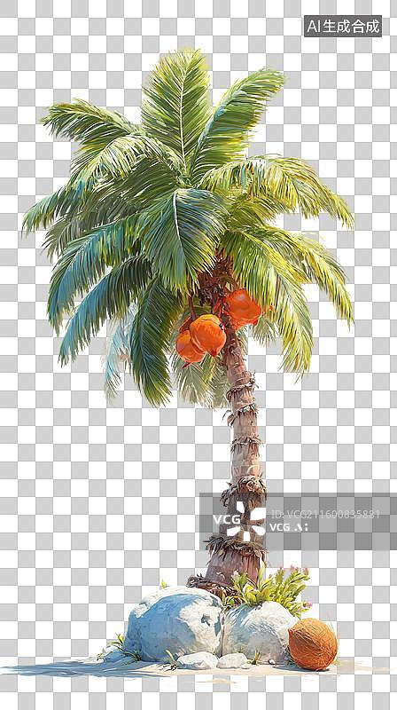 【AI数字艺术】一棵高大挺拔的椰子树免扣元素图片素材