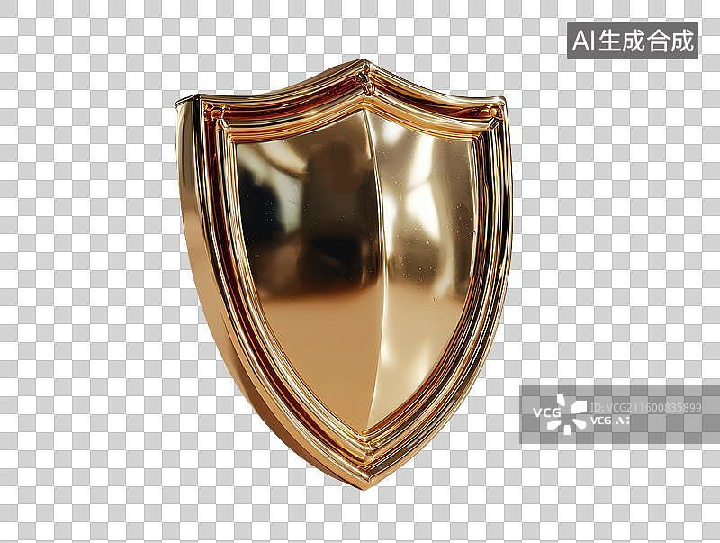 【AI数字艺术】一面金色的盾牌免扣元素图片素材