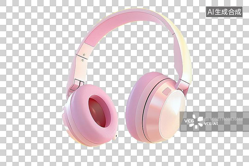【AI数字艺术】粉色的无线耳麦免扣元素图片素材