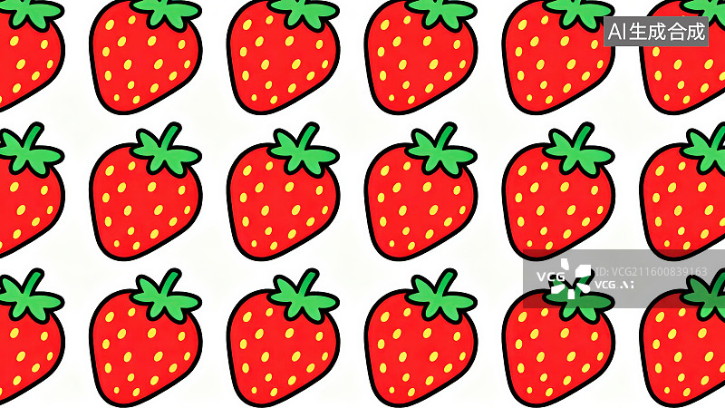 【AI数字艺术】卡通草莓无缝图案背景图片素材