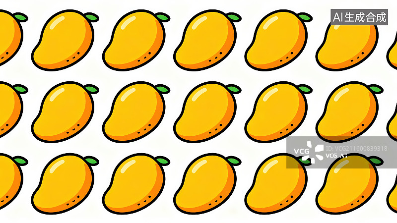 【AI数字艺术】卡通水果芒果无缝图案背景图片素材