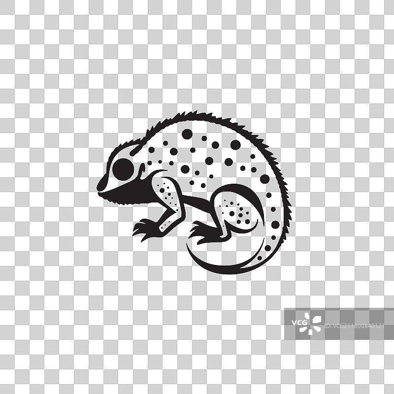 黑色阴影中的黑色电影风格变色龙标志图片素材