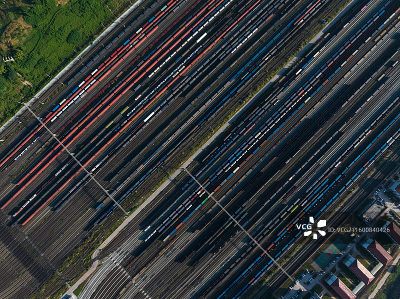 航拍中国重庆兴隆场铁路货运编组站货运火车图片图片素材