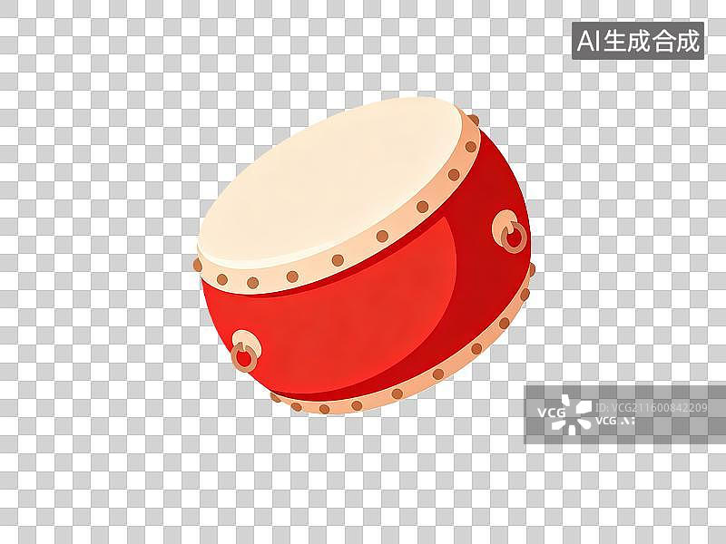 【AI数字艺术】手绘红色大鼓图片素材
