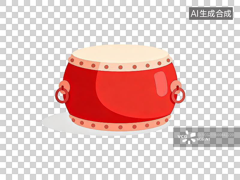 【AI数字艺术】手绘红色大鼓图片素材