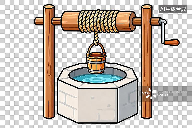 【AI数字艺术】古老的带木桶的水井图片素材