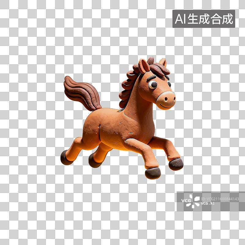 【AI数字艺术】一只可爱的粘土奔跑小马图片素材