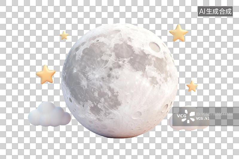 【AI数字艺术】带有星星云朵的唯美月亮图片素材