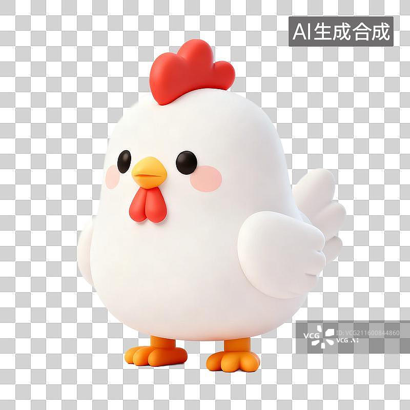 【AI数字艺术】可爱白色卡通小鸡形象图片素材