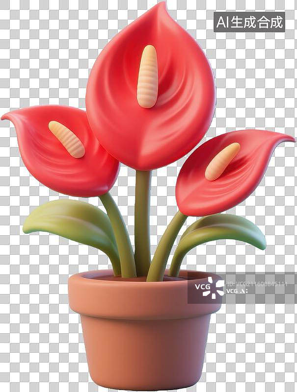 【AI数字艺术】红掌盆栽植物装饰图片素材
