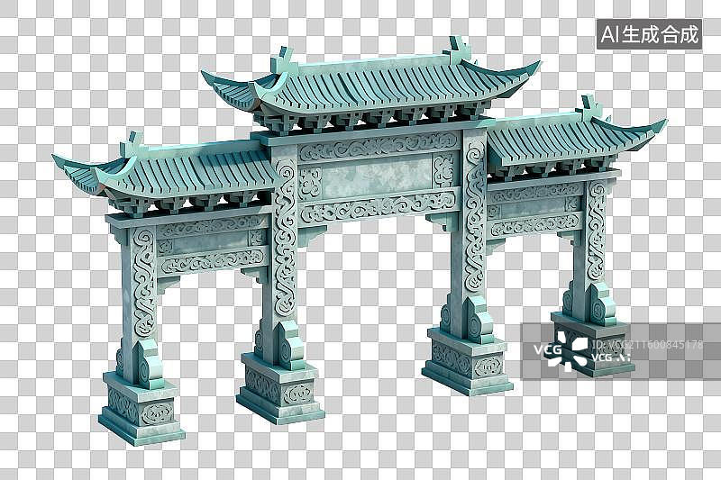 【AI数字艺术】传统中式石制牌坊图片素材
