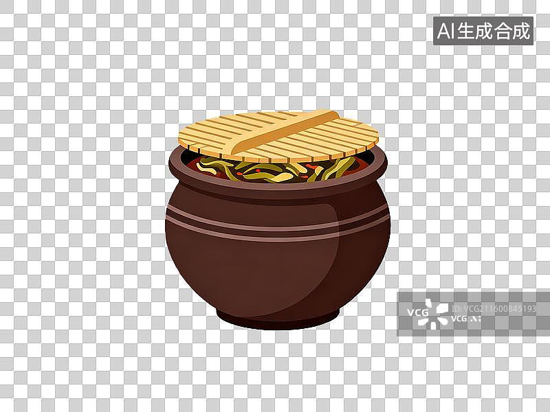 【AI数字艺术】扁平插画风格的土缸与土罐图片素材